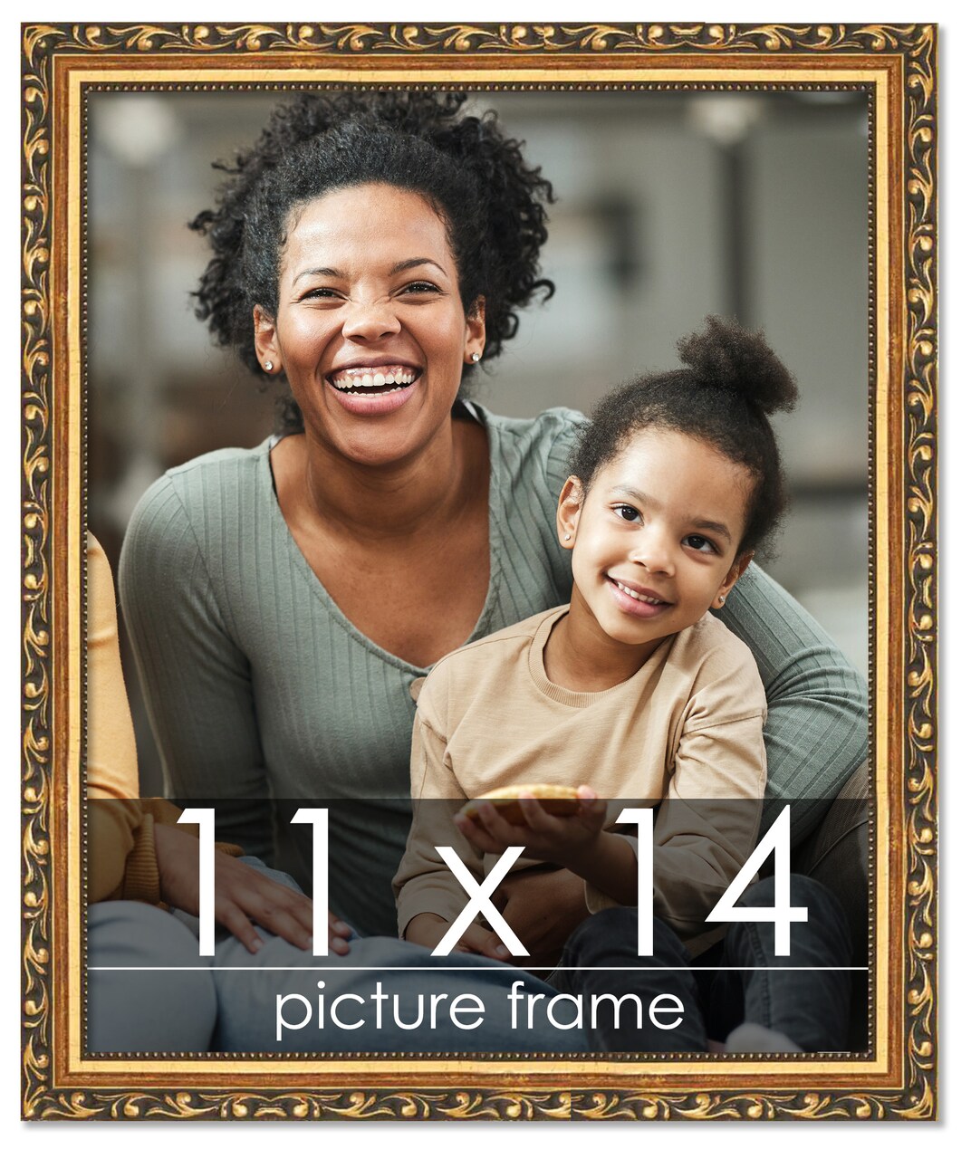 11x14 Solid Wood Antique Picture Frame with UV-Resistant Acrylic & Acid-Free Backing, Available in 4 Finishes: Bronze, Gold, Silver, and Gold with Black